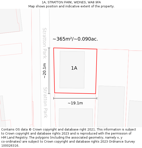 1A, STRATTON PARK, WIDNES, WA8 9FA: Plot and title map