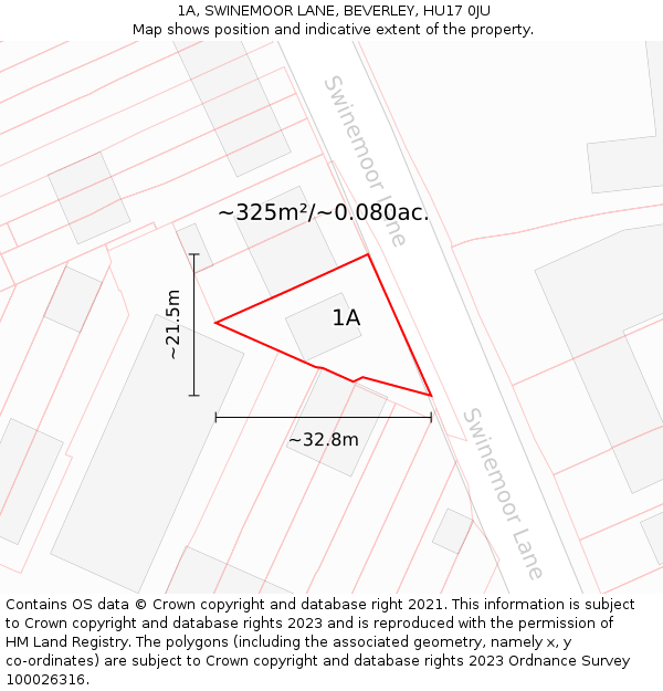 1A, SWINEMOOR LANE, BEVERLEY, HU17 0JU: Plot and title map