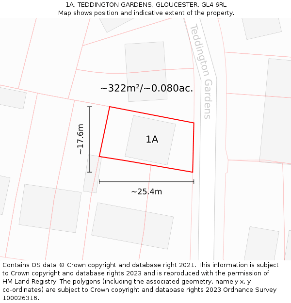 1A, TEDDINGTON GARDENS, GLOUCESTER, GL4 6RL: Plot and title map