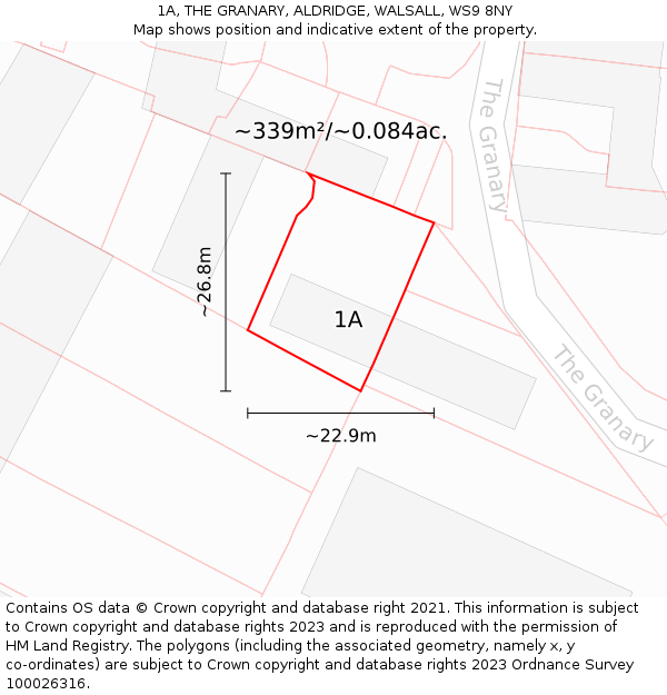 1A, THE GRANARY, ALDRIDGE, WALSALL, WS9 8NY: Plot and title map