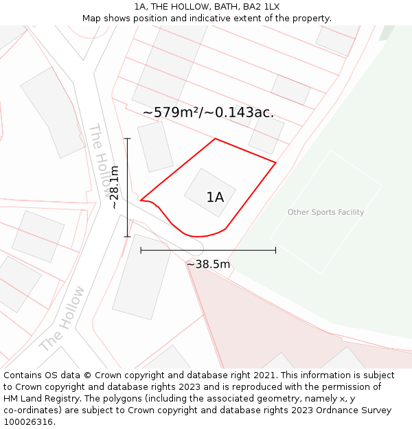 1A, THE HOLLOW, BATH, BA2 1LX: Plot and title map