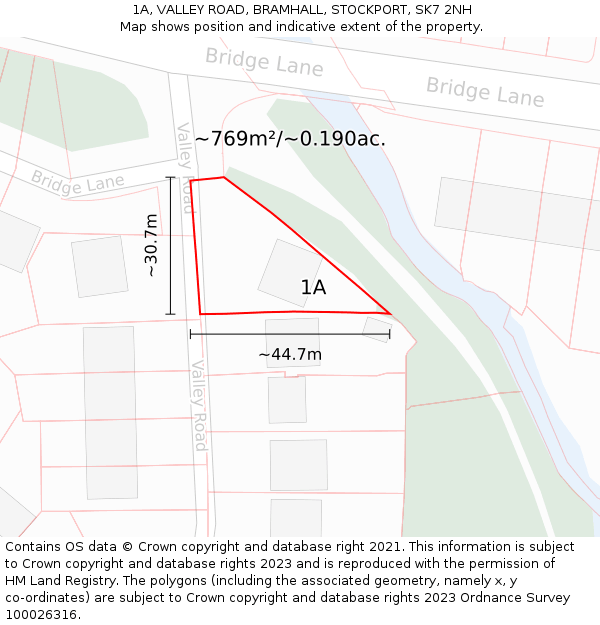 1A, VALLEY ROAD, BRAMHALL, STOCKPORT, SK7 2NH: Plot and title map