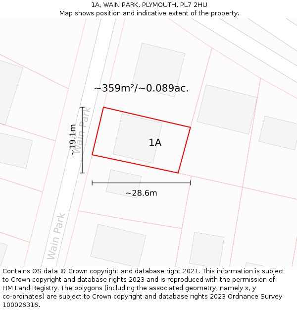 1A, WAIN PARK, PLYMOUTH, PL7 2HU: Plot and title map