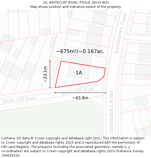 1A, WHITECLIFF ROAD, POOLE, BH14 8DU: Plot and title map