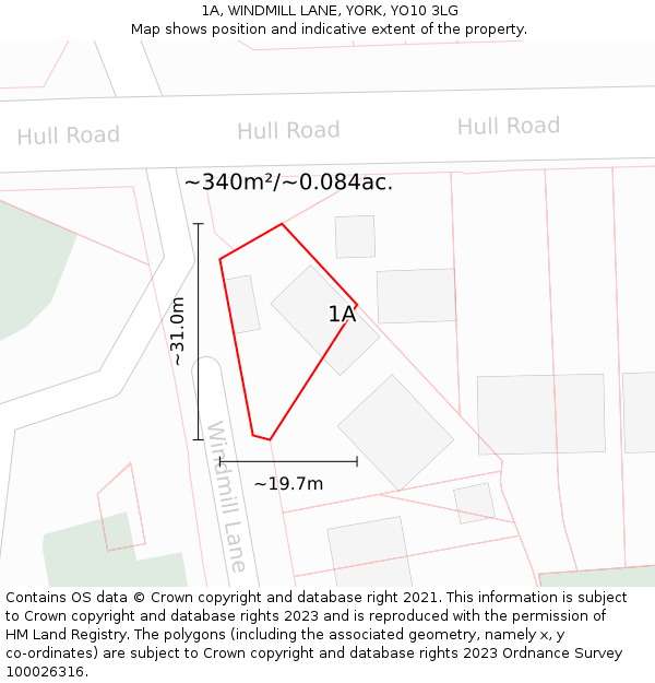 1A, WINDMILL LANE, YORK, YO10 3LG: Plot and title map