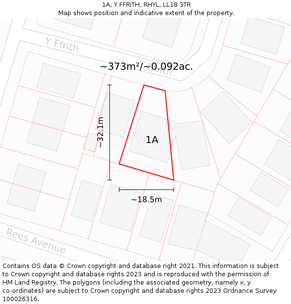 1A, Y FFRITH, RHYL, LL18 3TR: Plot and title map