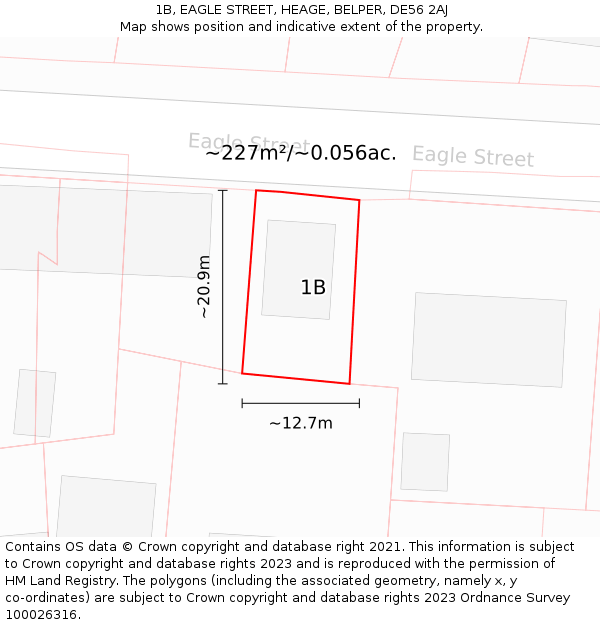 1B, EAGLE STREET, HEAGE, BELPER, DE56 2AJ: Plot and title map