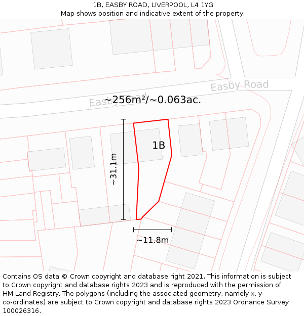 1B, EASBY ROAD, LIVERPOOL, L4 1YG: Plot and title map