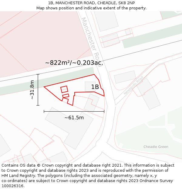 1B, MANCHESTER ROAD, CHEADLE, SK8 2NP: Plot and title map