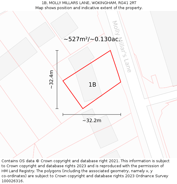 1B, MOLLY MILLARS LANE, WOKINGHAM, RG41 2RT: Plot and title map