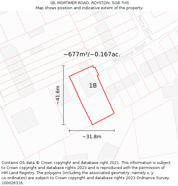 1B, MORTIMER ROAD, ROYSTON, SG8 7HS: Plot and title map