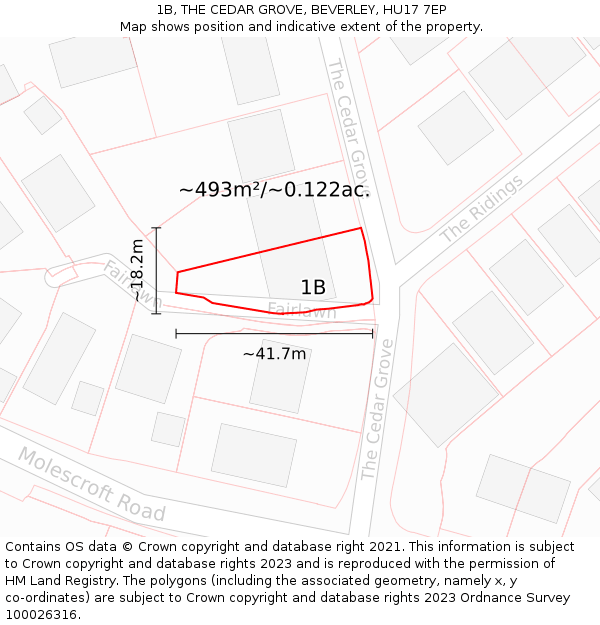 1B, THE CEDAR GROVE, BEVERLEY, HU17 7EP: Plot and title map