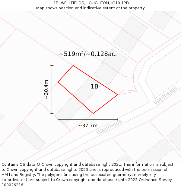 1B, WELLFIELDS, LOUGHTON, IG10 1PB: Plot and title map