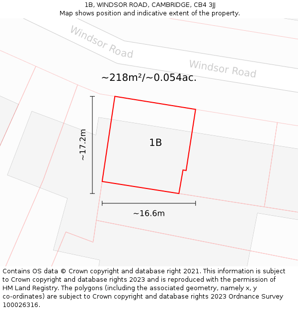 1B, WINDSOR ROAD, CAMBRIDGE, CB4 3JJ: Plot and title map