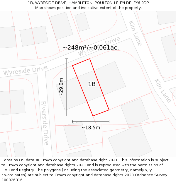 1B, WYRESIDE DRIVE, HAMBLETON, POULTON-LE-FYLDE, FY6 9DP: Plot and title map