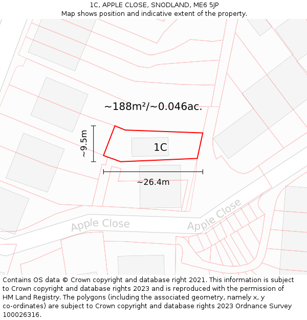 1C, APPLE CLOSE, SNODLAND, ME6 5JP: Plot and title map