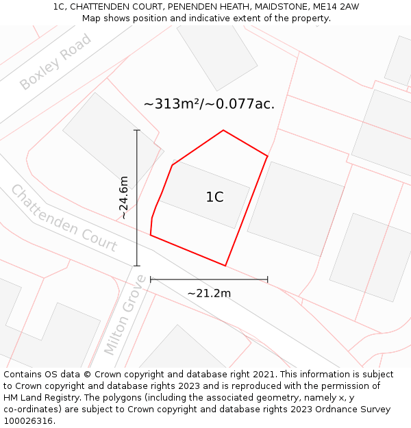 1C, CHATTENDEN COURT, PENENDEN HEATH, MAIDSTONE, ME14 2AW: Plot and title map