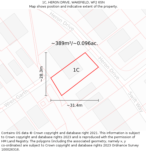 1C, HERON DRIVE, WAKEFIELD, WF2 6SN: Plot and title map