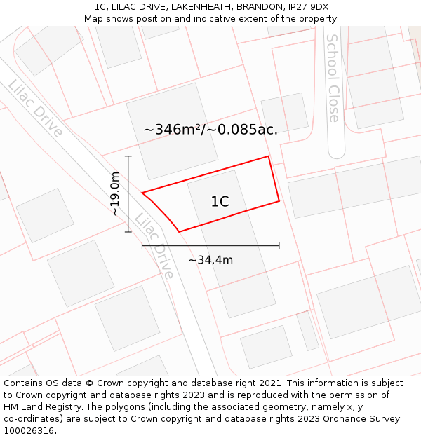 1C, LILAC DRIVE, LAKENHEATH, BRANDON, IP27 9DX: Plot and title map