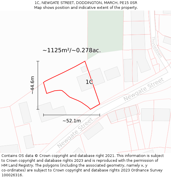 1C, NEWGATE STREET, DODDINGTON, MARCH, PE15 0SR: Plot and title map