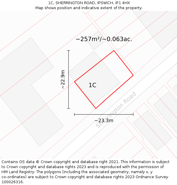 1C, SHERRINGTON ROAD, IPSWICH, IP1 4HX: Plot and title map