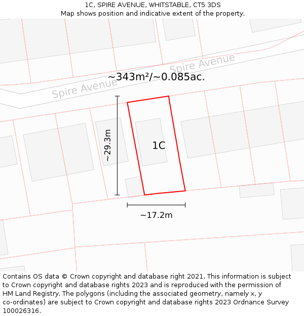 1C, SPIRE AVENUE, WHITSTABLE, CT5 3DS: Plot and title map