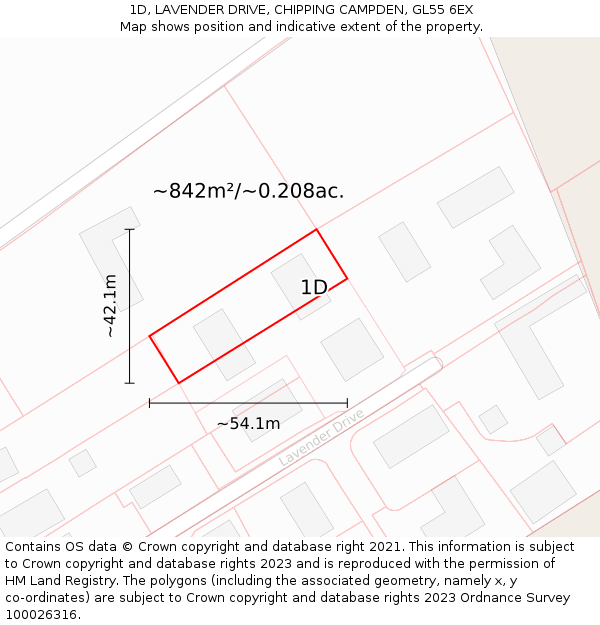 1D, LAVENDER DRIVE, CHIPPING CAMPDEN, GL55 6EX: Plot and title map