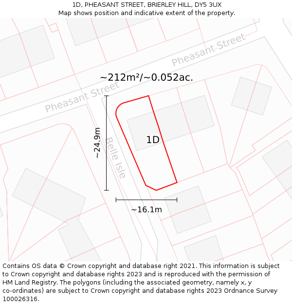 1D, PHEASANT STREET, BRIERLEY HILL, DY5 3UX: Plot and title map