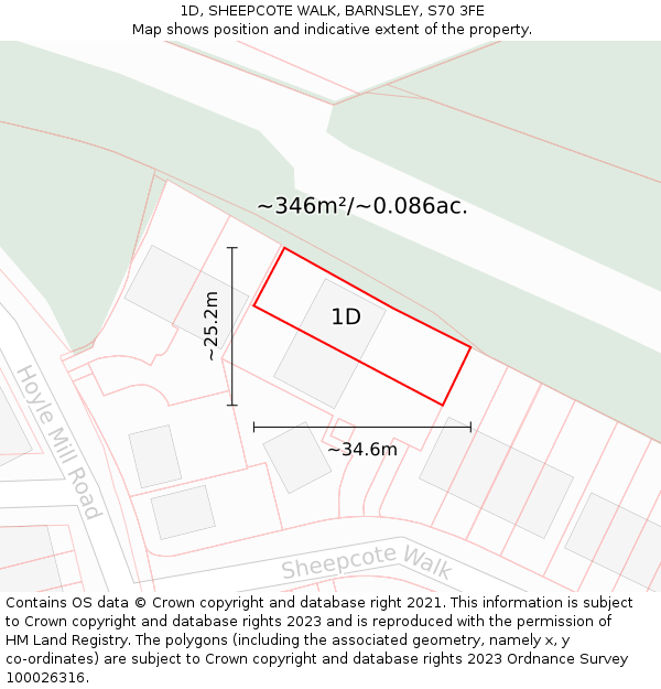 1D, SHEEPCOTE WALK, BARNSLEY, S70 3FE: Plot and title map