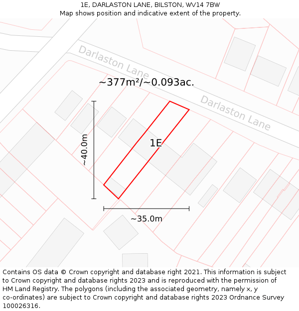 1E, DARLASTON LANE, BILSTON, WV14 7BW: Plot and title map