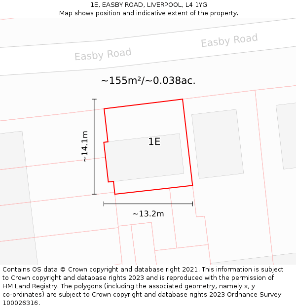 1E, EASBY ROAD, LIVERPOOL, L4 1YG: Plot and title map