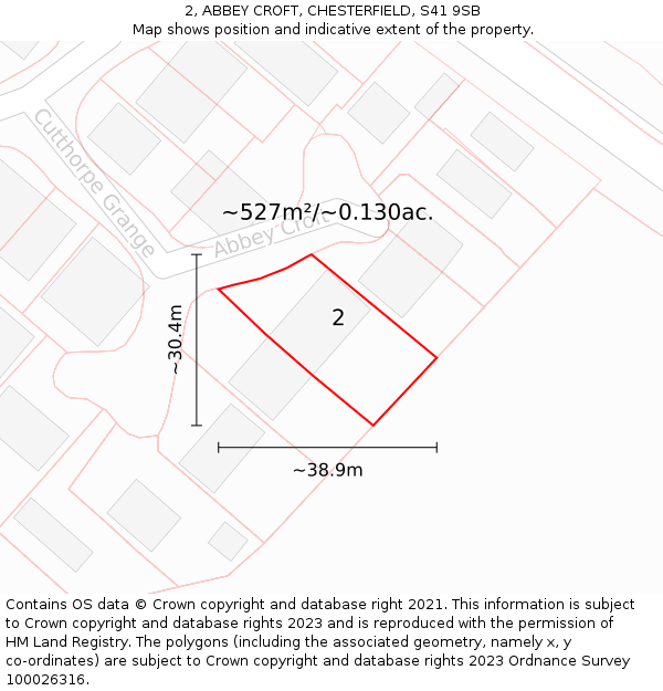 2, ABBEY CROFT, CHESTERFIELD, S41 9SB: Plot and title map