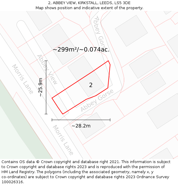 2, ABBEY VIEW, KIRKSTALL, LEEDS, LS5 3DE: Plot and title map