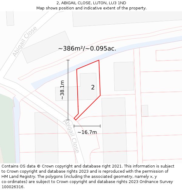 2, ABIGAIL CLOSE, LUTON, LU3 1ND: Plot and title map