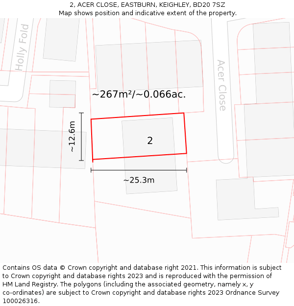 2, ACER CLOSE, EASTBURN, KEIGHLEY, BD20 7SZ: Plot and title map