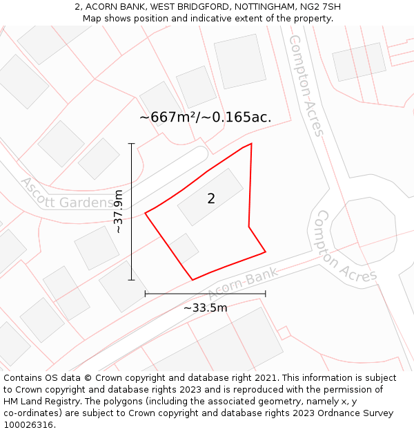 2, ACORN BANK, WEST BRIDGFORD, NOTTINGHAM, NG2 7SH: Plot and title map