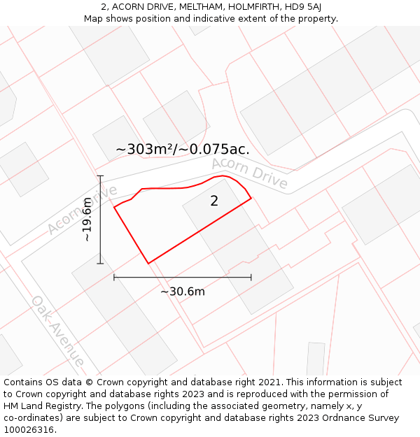 2, ACORN DRIVE, MELTHAM, HOLMFIRTH, HD9 5AJ: Plot and title map