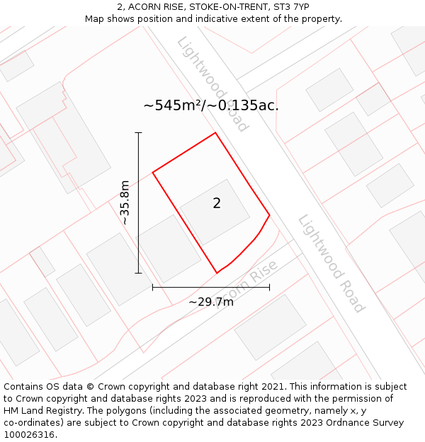 2, ACORN RISE, STOKE-ON-TRENT, ST3 7YP: Plot and title map