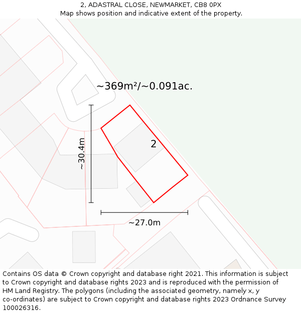 2, ADASTRAL CLOSE, NEWMARKET, CB8 0PX: Plot and title map