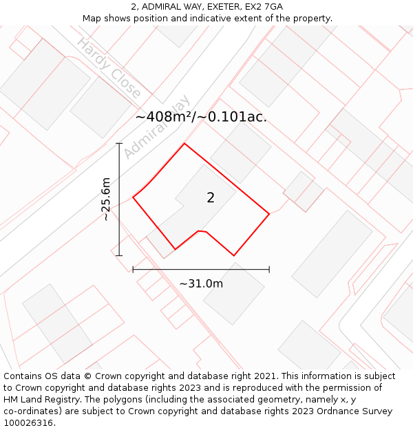 2, ADMIRAL WAY, EXETER, EX2 7GA: Plot and title map