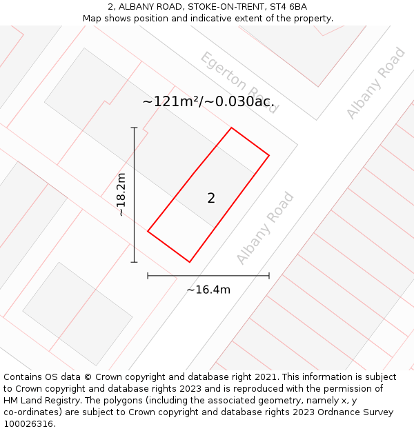 2, ALBANY ROAD, STOKE-ON-TRENT, ST4 6BA: Plot and title map