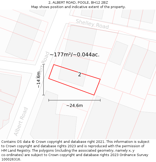 2, ALBERT ROAD, POOLE, BH12 2BZ: Plot and title map