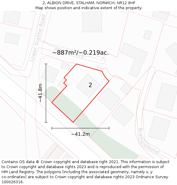 2, ALBION DRIVE, STALHAM, NORWICH, NR12 9HF: Plot and title map
