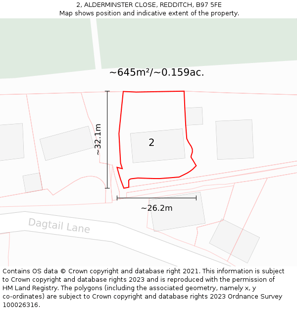 2, ALDERMINSTER CLOSE, REDDITCH, B97 5FE: Plot and title map