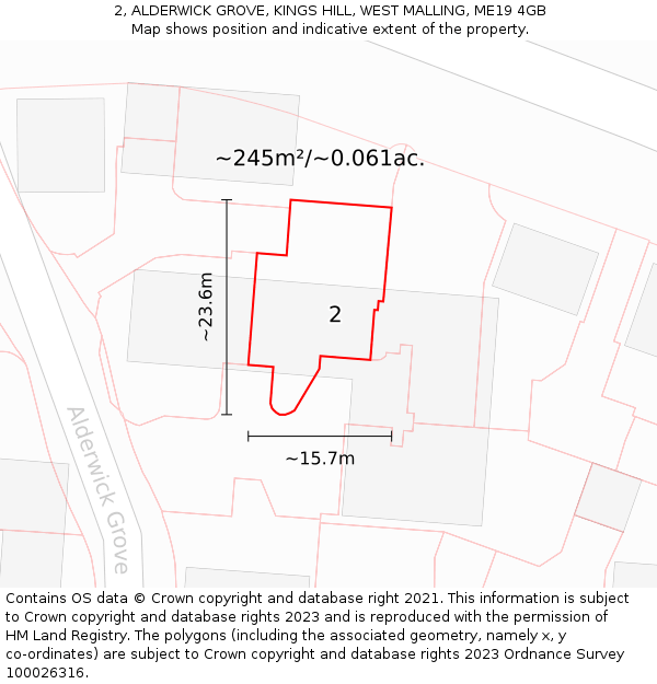 2, ALDERWICK GROVE, KINGS HILL, WEST MALLING, ME19 4GB: Plot and title map