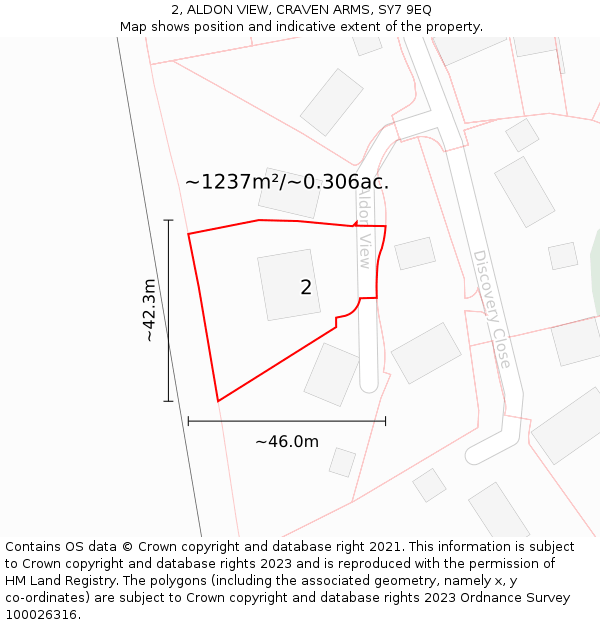 2, ALDON VIEW, CRAVEN ARMS, SY7 9EQ: Plot and title map