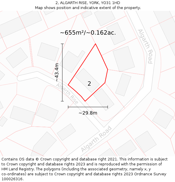 2, ALGARTH RISE, YORK, YO31 1HD: Plot and title map