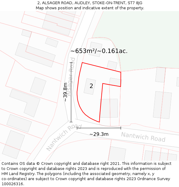 2, ALSAGER ROAD, AUDLEY, STOKE-ON-TRENT, ST7 8JG: Plot and title map