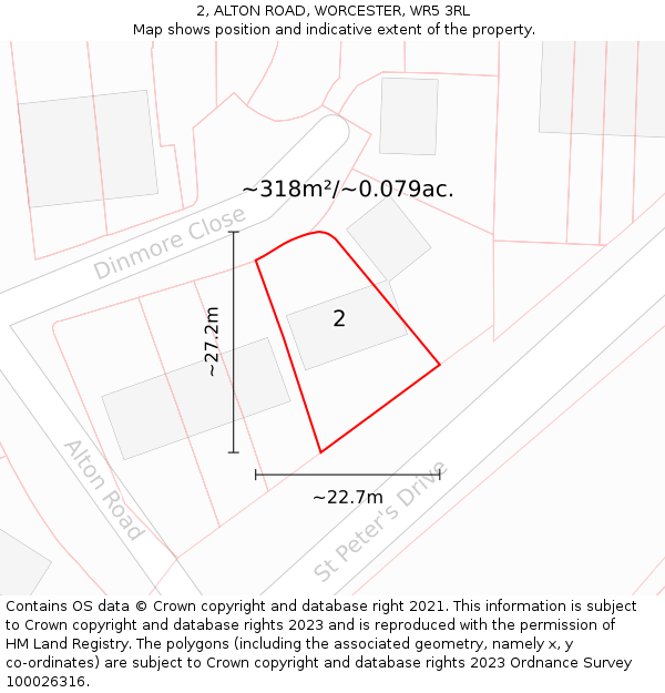 2, ALTON ROAD, WORCESTER, WR5 3RL: Plot and title map