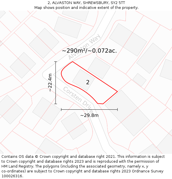 2, ALVASTON WAY, SHREWSBURY, SY2 5TT: Plot and title map